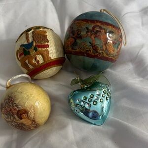Vintage Holiday Ornament Set with Cherub Designs